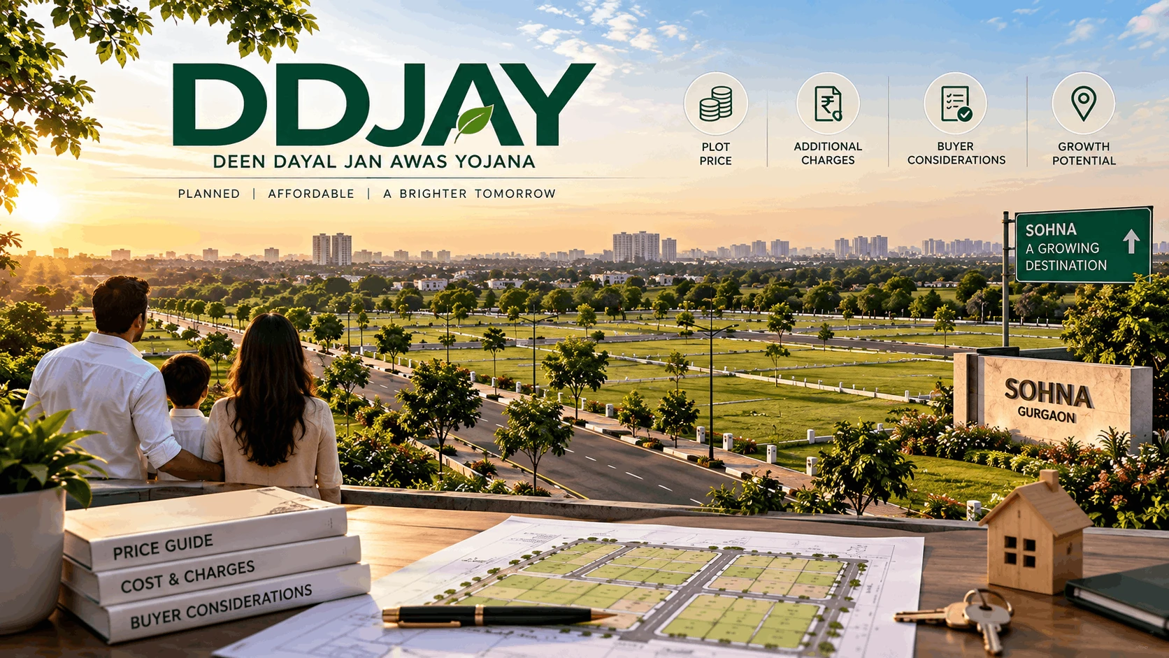 Illustrated DDJAY plots in Sohna buyer guide showing planned plots and purchase considerations