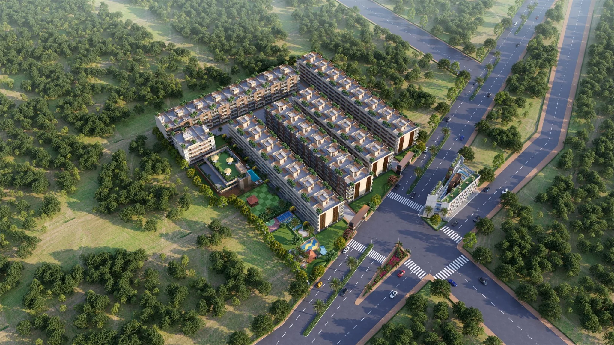 Aerial master plan representing DDJAY plotted development in Sector 5 Sohna