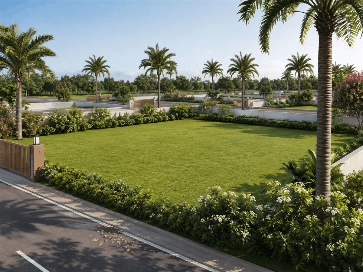 Green open plot setting in a premium Sohna plotted community